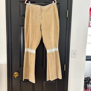 Wilson’s Genuine Suede Tan Flare Pants with Lace Detail